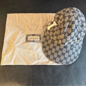 Gucci GG Monogram Cap in Brown and Navy